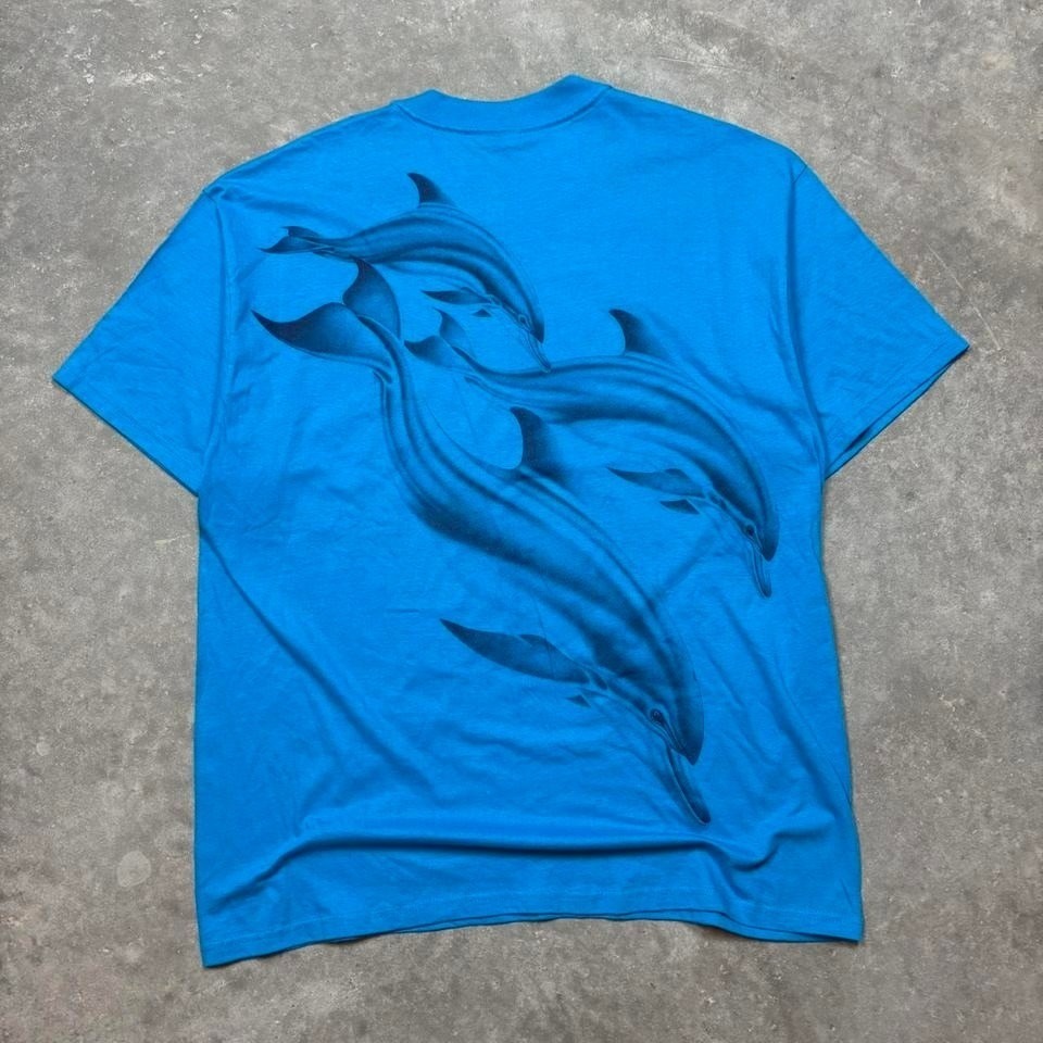 90s Blue Dolphin Graphic Tee Dolphin